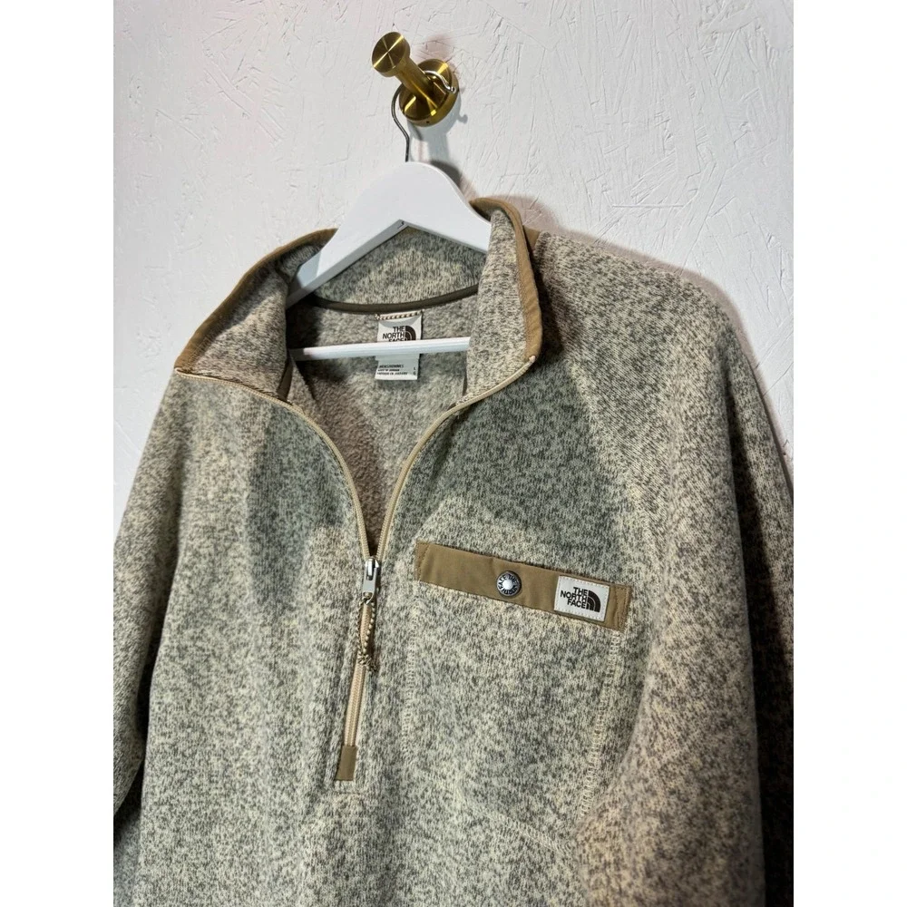 The North Face Gordon Lyons 1/4-Zip Fleece Pullover Mens Large Oatmeal Tan